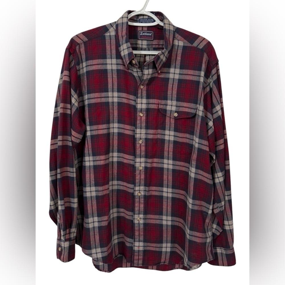 Lochlana By Hathaway Men’s Wool Blend Plaid Long Sleeve Button Up Shirt Size XL
